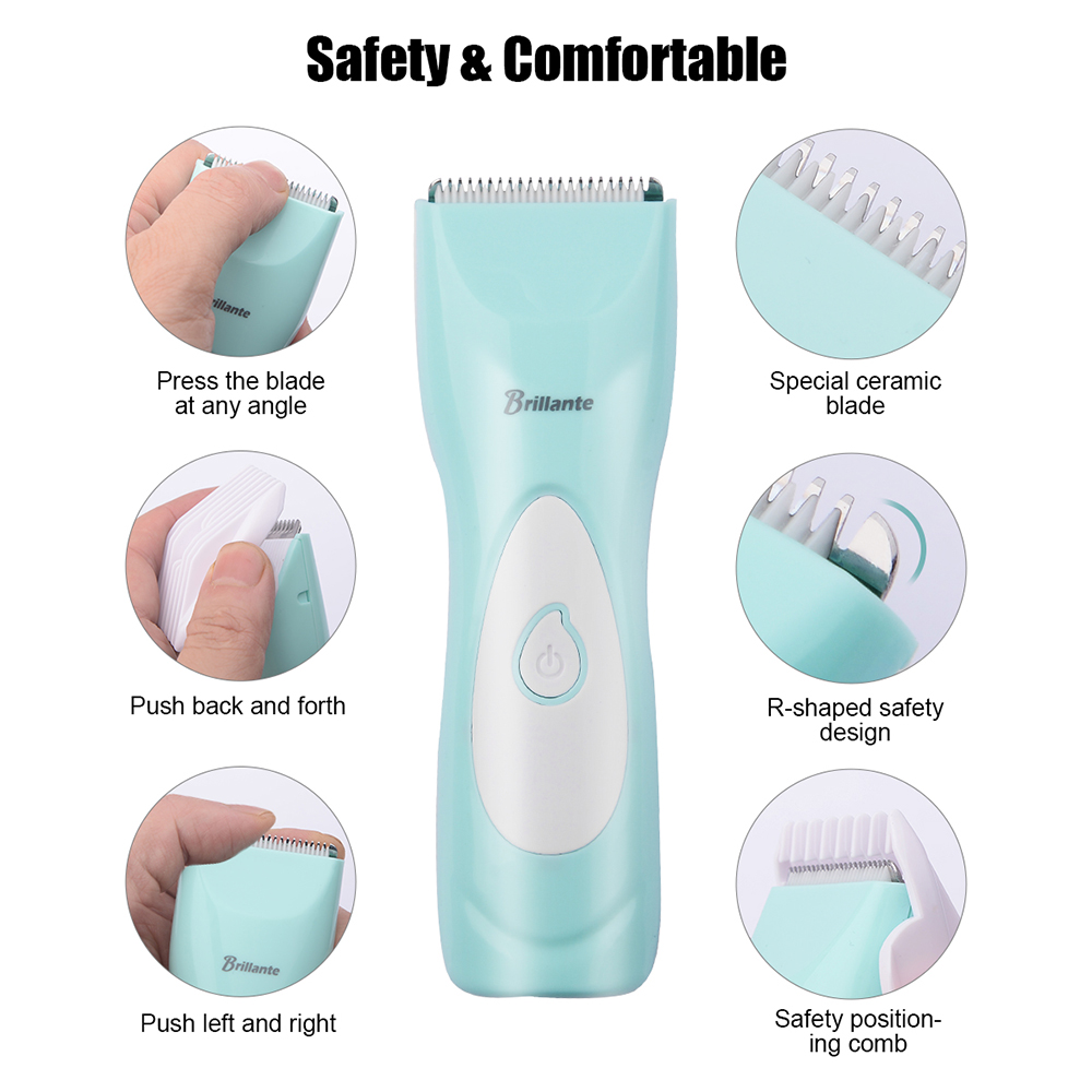 Brillante Baby Hair Clipper Rechargeable Waterproof Baby Hair Trimmer for Kids