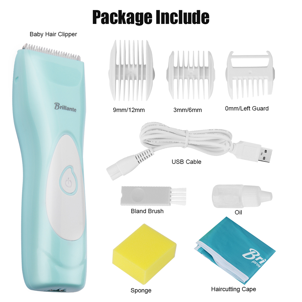 Brillante Baby Hair Clipper Rechargeable Waterproof Baby Hair Trimmer for Kids