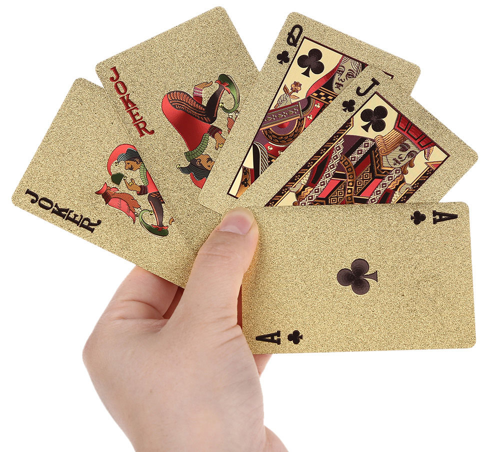 Popular 24K Gold Foil Poker Playing Cards Deck Carta de Baralho Dollar Image Overleaf