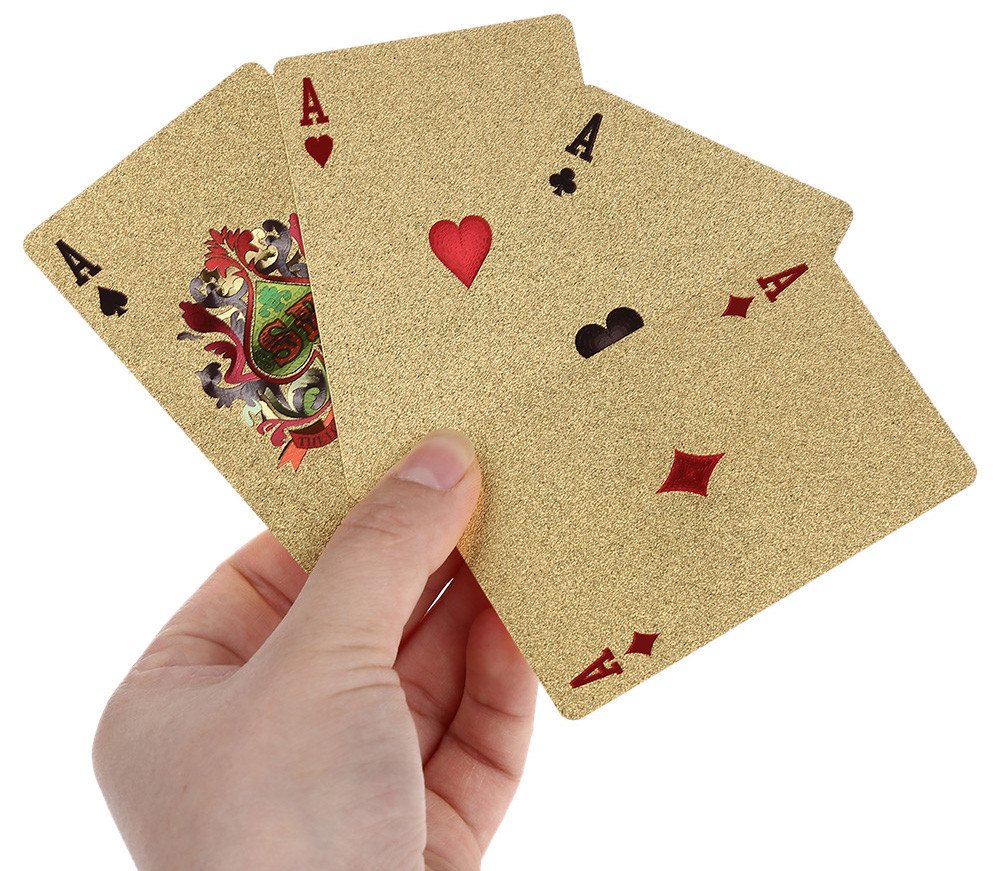 Popular 24K Gold Foil Poker Playing Cards Deck Carta de Baralho Dollar Image Overleaf