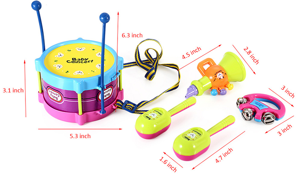 Children Drum Rattles Educational Game Instrument Assembly Toy Set