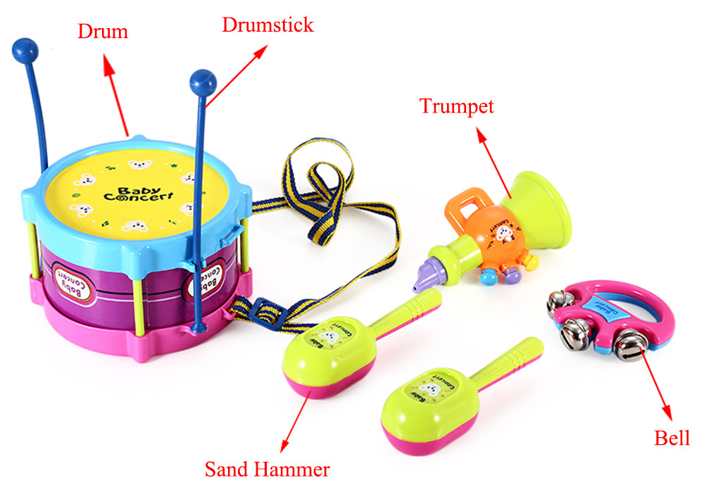 Children Drum Rattles Educational Game Instrument Assembly Toy Set