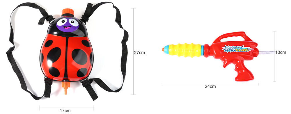 Kids Cute Ladybird Outdoor Super Soaker Backpack Pressure Water Gun Toy