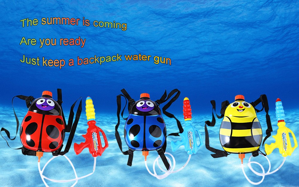 Kids Cute Ladybird Outdoor Super Soaker Backpack Pressure Water Gun Toy