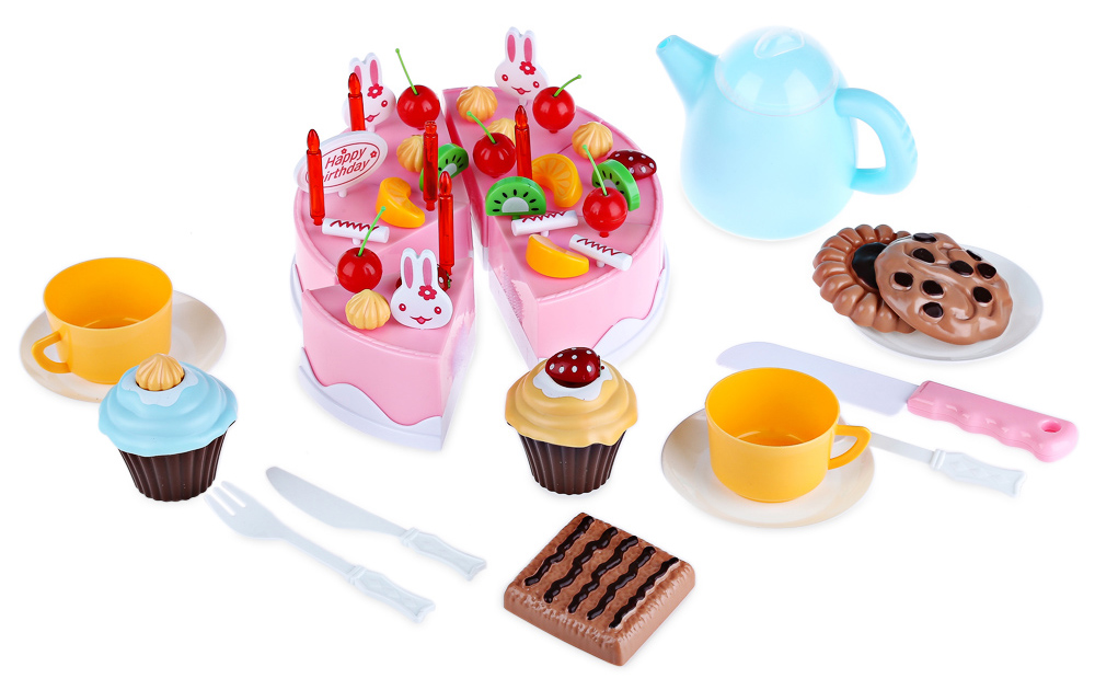 54Pcs DIY Cutting Birthday Cake Simulation Toy Set Toy Playing House Game 54Pcs DIY Cutting Birthday Cake Simulation Toy Set Toy Playing House Game