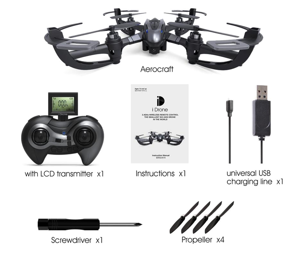 i Drone i4s 2MP Camera 2.4GHz 4 Channel 6 Axis Gyro Quadcopter 3D Rollover RTF Version i Drone i4s 2MP Camera 2.4GHz 4 Channel 6 Axis Gyro Quadcopter 3D Rollover RTF Version