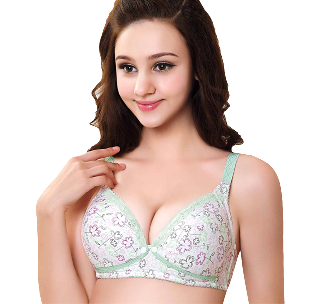 Adjustable Floral Print Front Button Wirefree Cotton Breastfeeding Maternity Nursing Bra