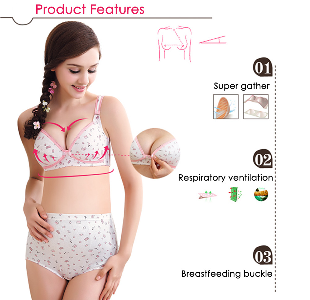 Adjustable Floral Print Front Button Wirefree Cotton Breastfeeding Maternity Nursing Bra