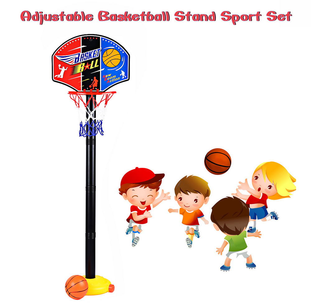 Adjustable Basketball Stand Super Sport Set Kid Toy with Inflator