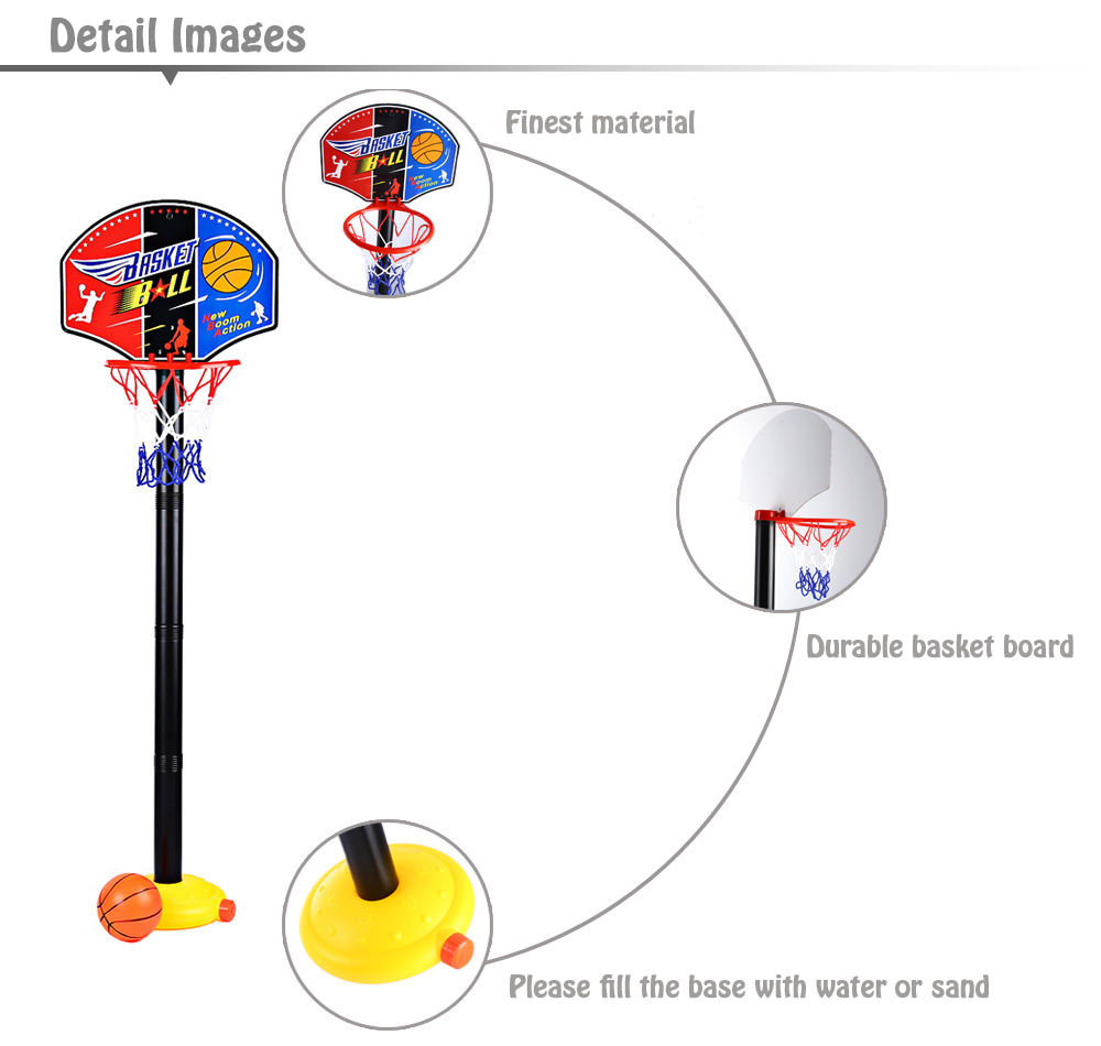 Adjustable Basketball Stand Super Sport Set Kid Toy with Inflator