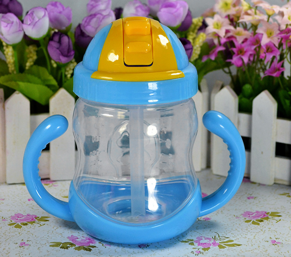 280ml Safety PP Material Children Straw Cup Drinking Bottle with Handles