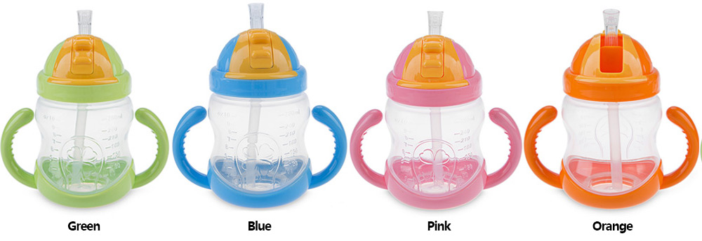 280ml Safety PP Material Children Straw Cup Drinking Bottle with Handles