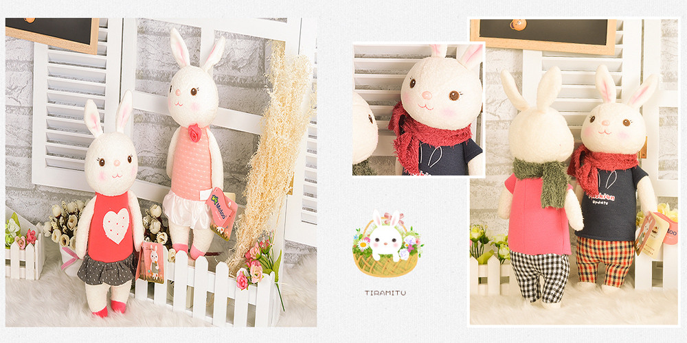 Metoo Sweet Stuffed Cartoon Bunny Design Babies Plush Toy Doll for Kids Birthday / Christmas Gift