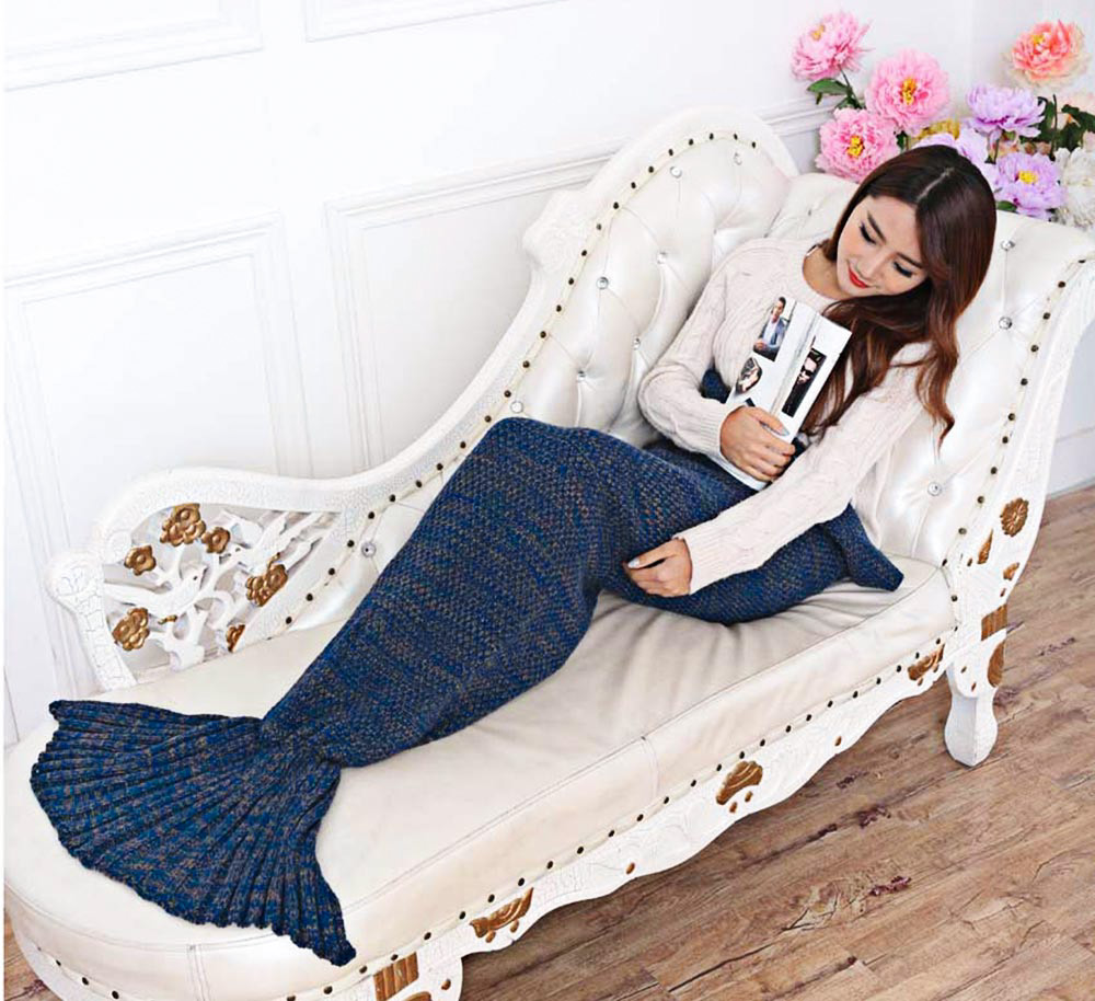 Fashion Adults Knitted Mermaid Tail Blanket Summer Quilt