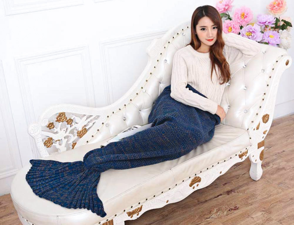 Fashion Adults Knitted Mermaid Tail Blanket Summer Quilt