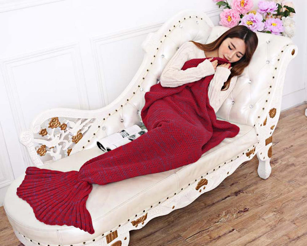 Fashion Adults Knitted Mermaid Tail Blanket Summer Quilt