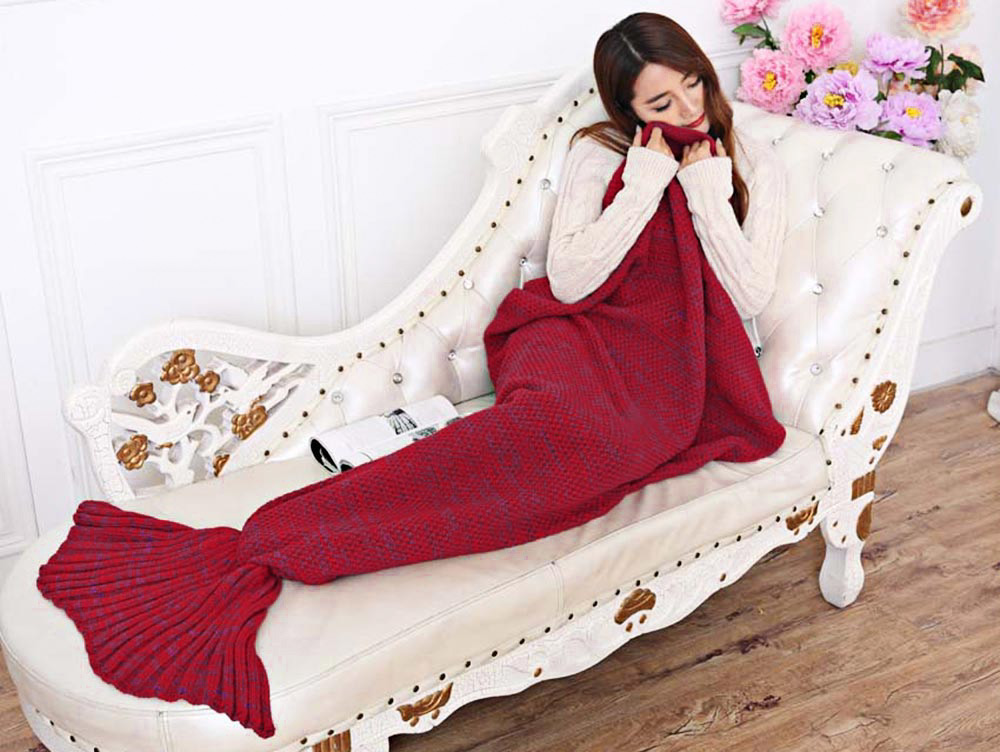 Fashion Adults Knitted Mermaid Tail Blanket Summer Quilt