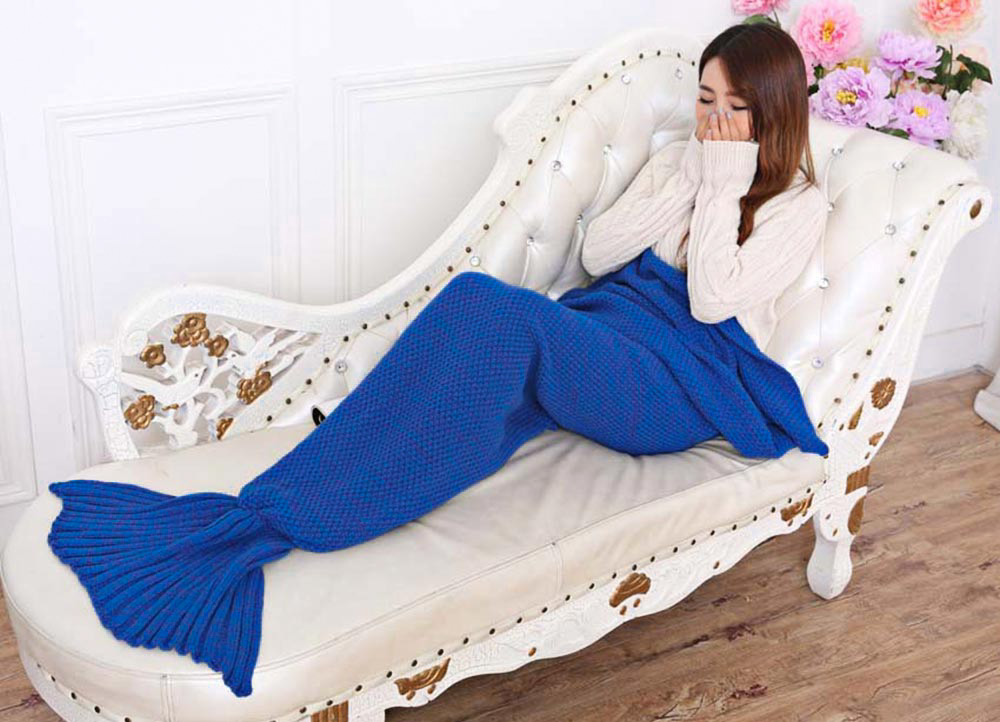 Fashion Adults Knitted Mermaid Tail Blanket Summer Quilt