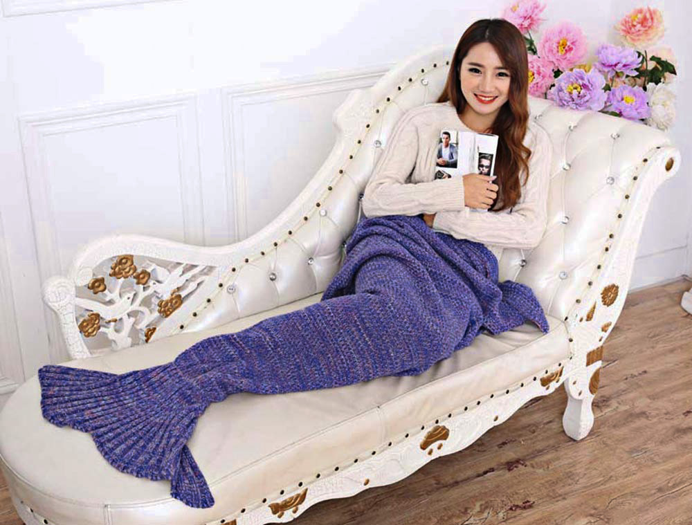 Fashion Adults Knitted Mermaid Tail Blanket Summer Quilt