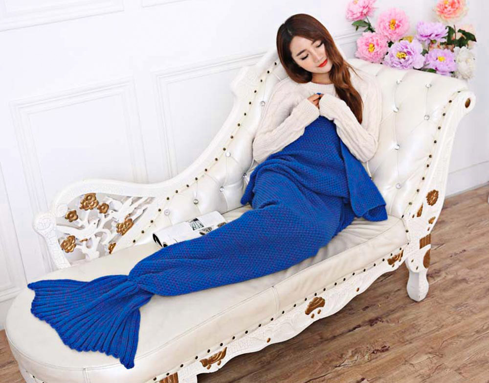 Fashion Adults Knitted Mermaid Tail Blanket Summer Quilt