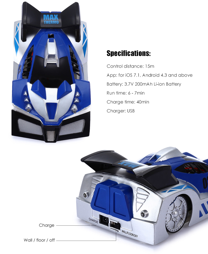 JJRC Q1W USB Rechargeable Wall Climbing Car via Bluetooth Manipulation