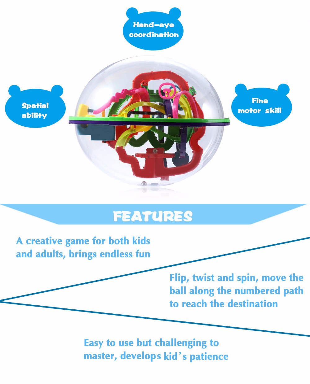 Creative Intellect 3D Labyrinth Ball Challenging Exploration Brain Teaser Puzzle Toy Creative Intellect 3D Labyrinth Ball Challenging Exploration Brain Teaser Puzzle Toy
