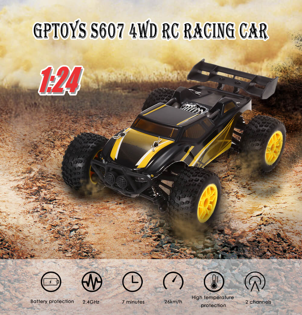 GPTOYS S607 26km/h 1:24 Full Proportional 2CH 2.4GHz 4WD Brushed RC Racing Car