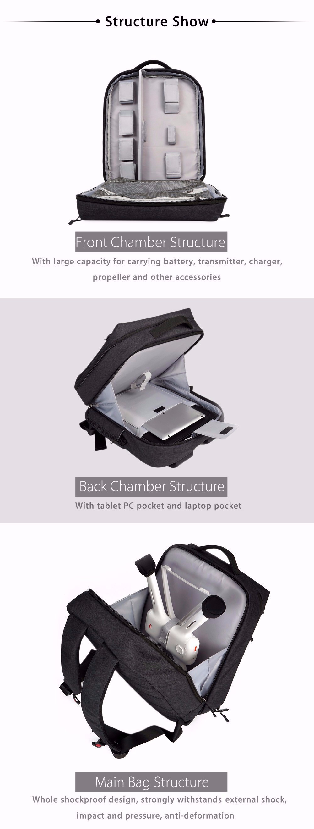 CADeN W8 Water Resistant Travel Backpack for Xiaomi RC Drone