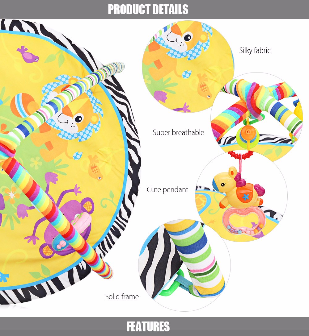 Kids Soft Play Mat Cartoon Animal Gym Fitness Blanket with Frame Rattle Crawling Toy Kids Soft Play Mat Cartoon Animal Gym Fitness Blanket with Frame Rattle Crawling Toy