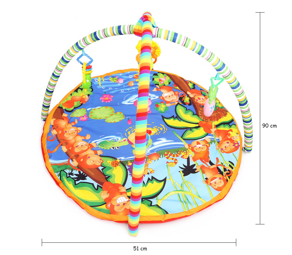 Kids Soft Play Mat Cartoon Animal Gym Blanket with Frame Rattle Crawling Developmental Toy Kids Soft Play Mat Cartoon Animal Gym Blanket with Frame Rattle Crawling Developmental Toy
