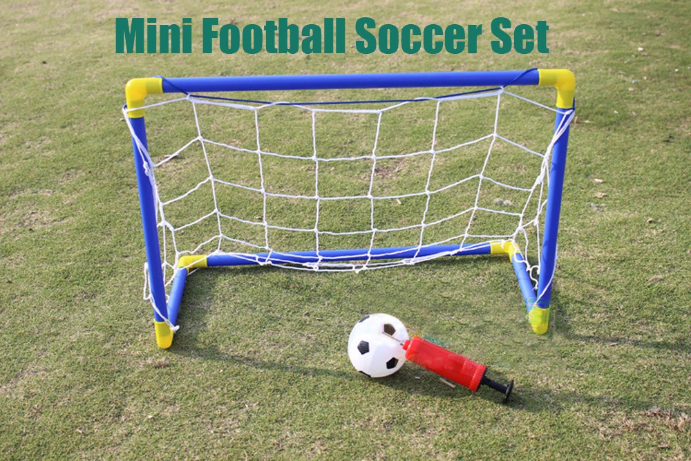 Mini Football Soccer Goal Post Net Set with Pump Kids Sport Toy