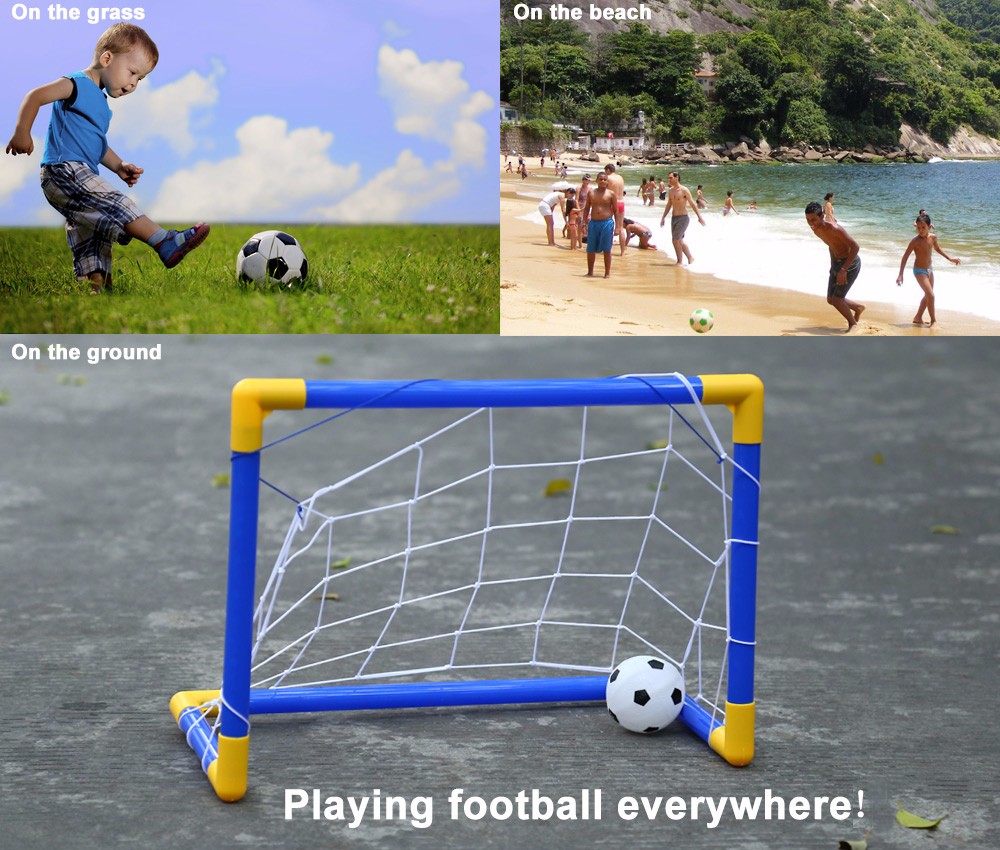 Mini Football Soccer Goal Post Net Set with Pump Kids Sport Toy
