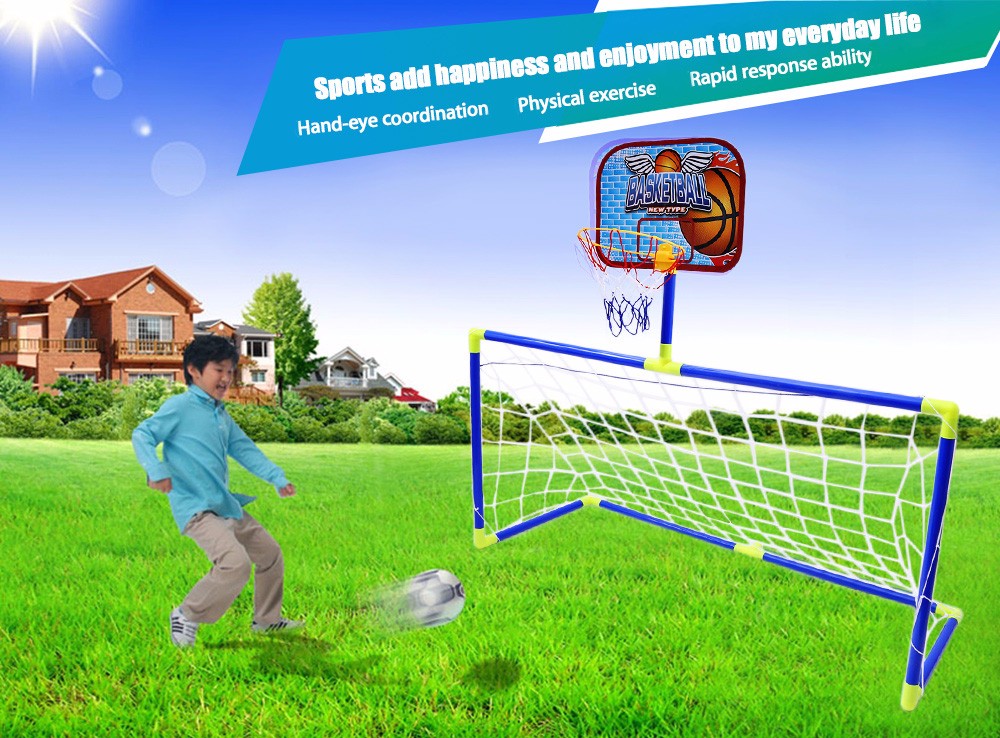 Anjanle Children Portable 2-in-1 Football Basketball Set Indoor Outdoor Sport Toy