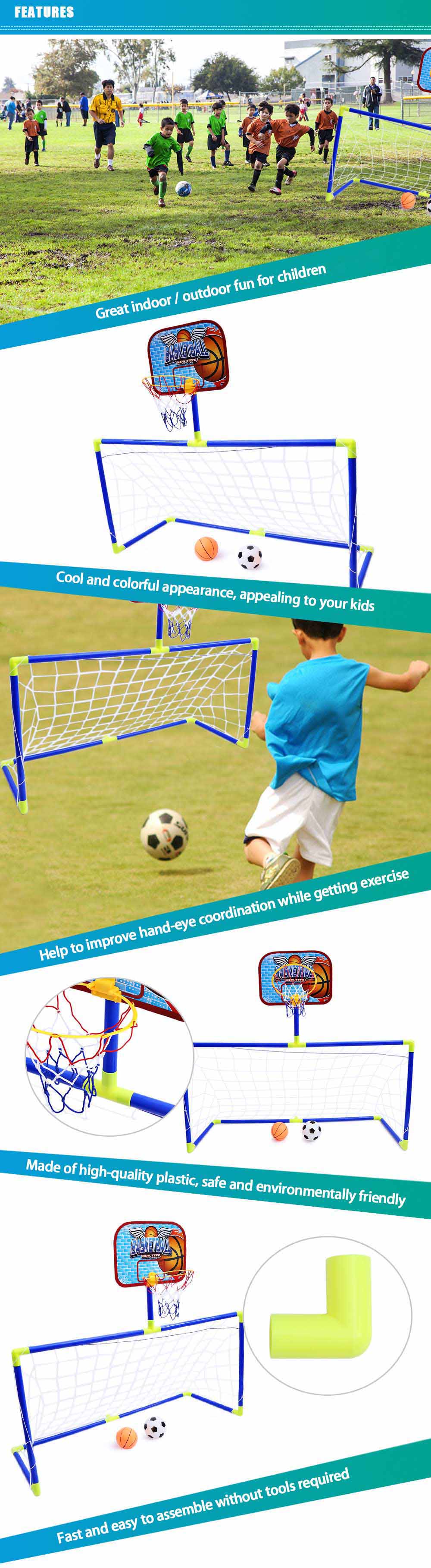 Anjanle Children Portable 2-in-1 Football Basketball Set Indoor Outdoor Sport Toy