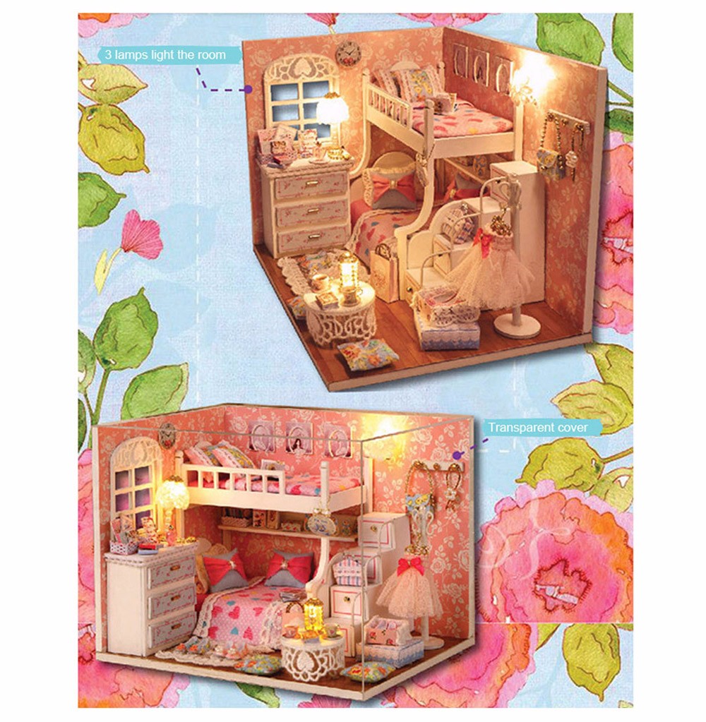 CUTEROOM H - 006 DIY Wooden House Furniture Handcraft Kit with Cover LED Light - Dream Seeker