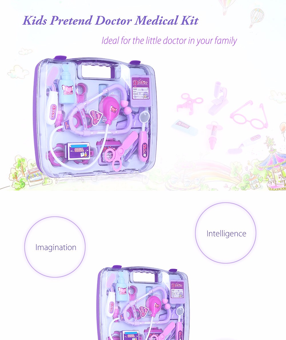 14pcs Children Family Pretend Doctor Nurse Medical Box