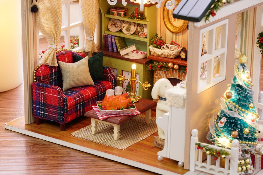 CUTEROOM DIY Wooden House Furniture Handcraft Miniature Box Kit - Holiday Time