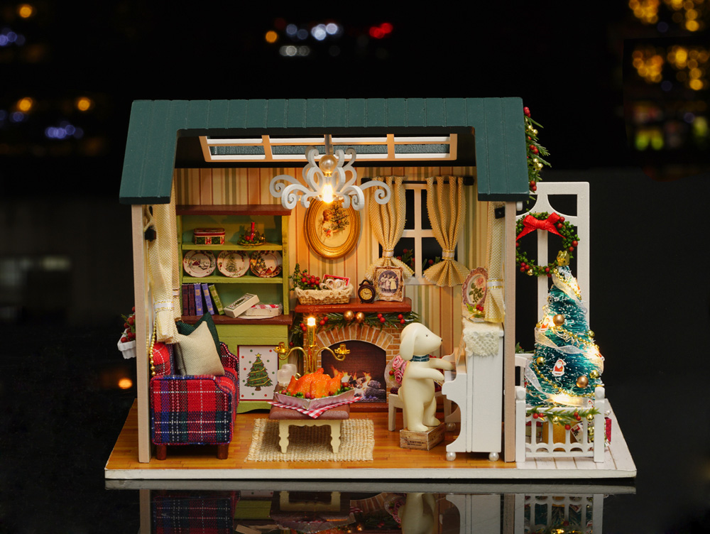 CUTEROOM DIY Wooden House Furniture Handcraft Miniature Box Kit - Holiday Time