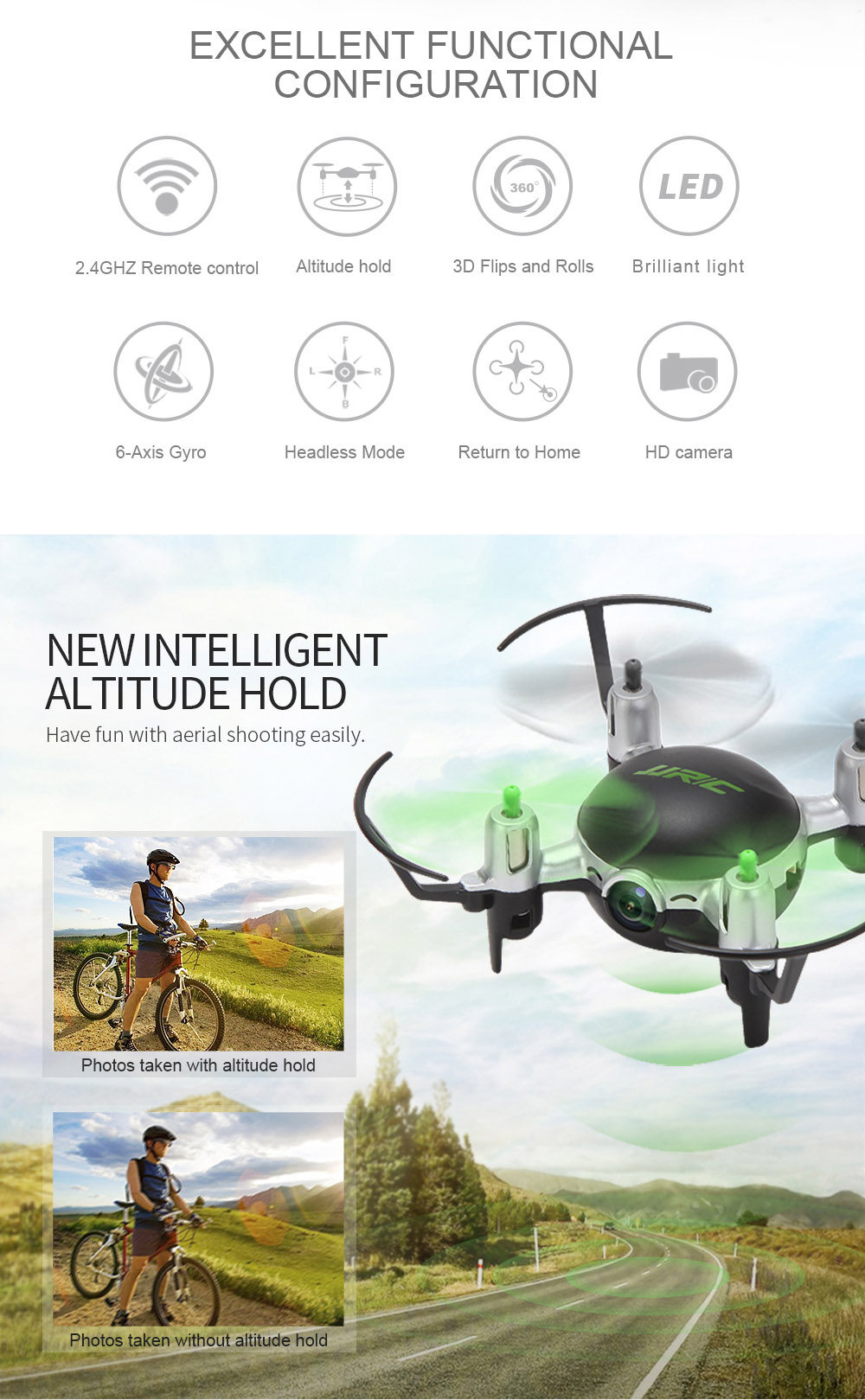 JJRC H30C Mini HD 2MP CAM 2.4GHz 4CH 6 Axis Gyro Quadcopter CF Mode with Light