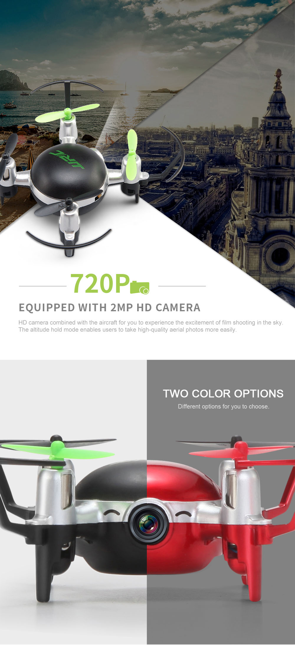 JJRC H30C Mini HD 2MP CAM 2.4GHz 4CH 6 Axis Gyro Quadcopter CF Mode with Light