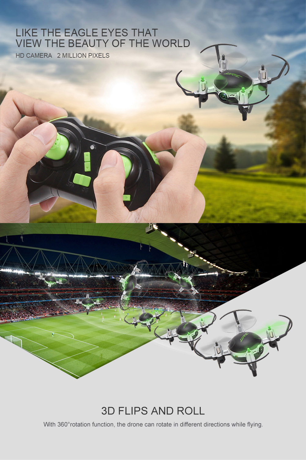 JJRC H30C Mini HD 2MP CAM 2.4GHz 4CH 6 Axis Gyro Quadcopter CF Mode with Light