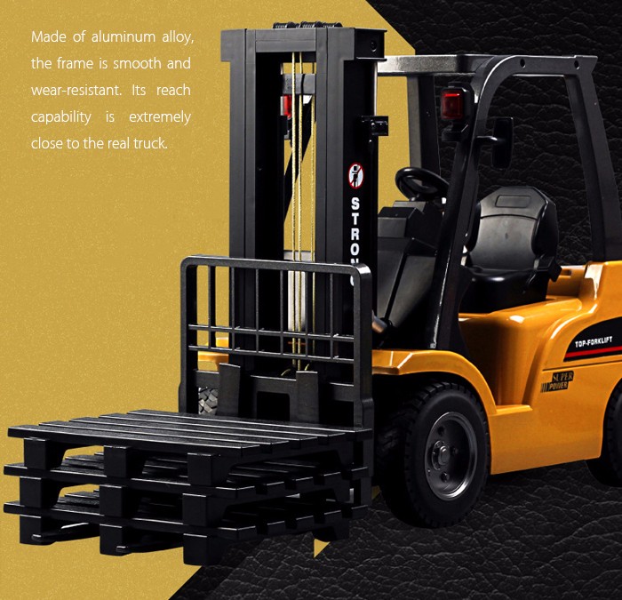 HUINA 1577 1：10 big scale metal 2-in-1 RC Forklift Truck / Crane RTR 2.4GHz 8CH / 360 Degree Rotation / Auto Demonstration / LED Light