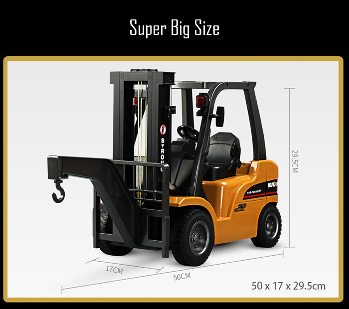 HUINA 1577 1：10 big scale metal 2-in-1 RC Forklift Truck / Crane RTR 2.4GHz 8CH / 360 Degree Rotation / Auto Demonstration / LED Light