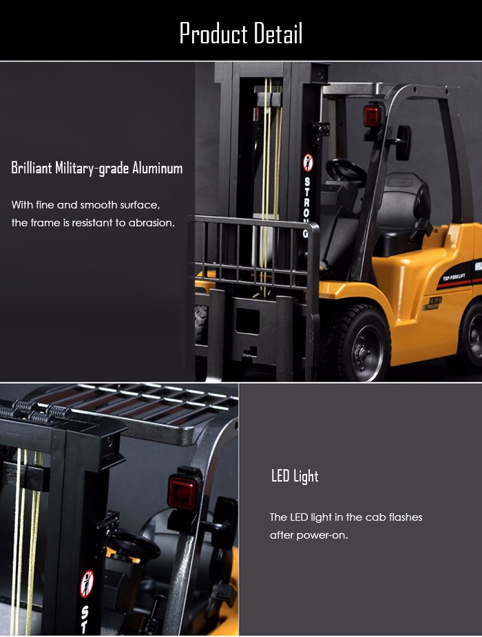 HUINA 1577 1：10 big scale metal 2-in-1 RC Forklift Truck / Crane RTR 2.4GHz 8CH / 360 Degree Rotation / Auto Demonstration / LED Light