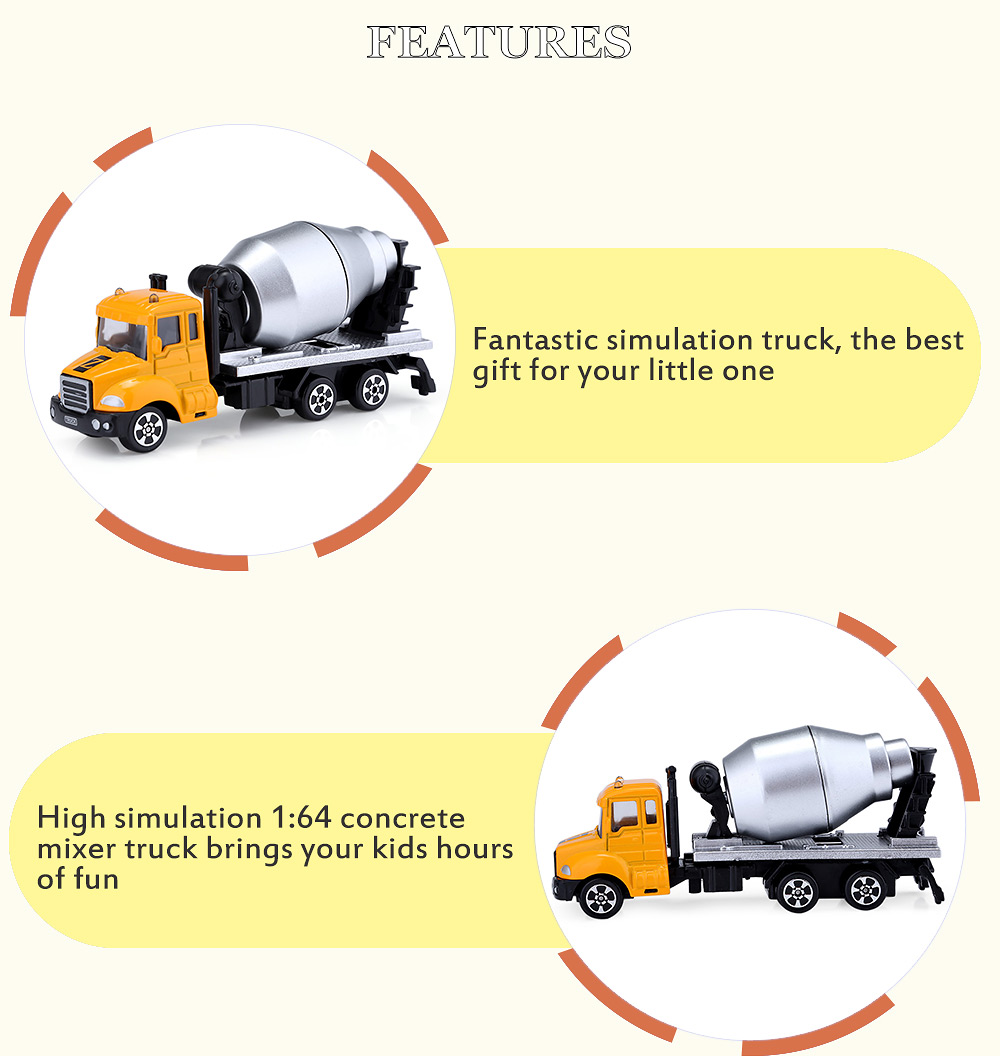 Children Alloy 1:64 Scale Concrete Mixer Truck Emulation Model Toy Present Children Alloy 1:64 Scale Concrete Mixer Truck Emulation Model Toy Present