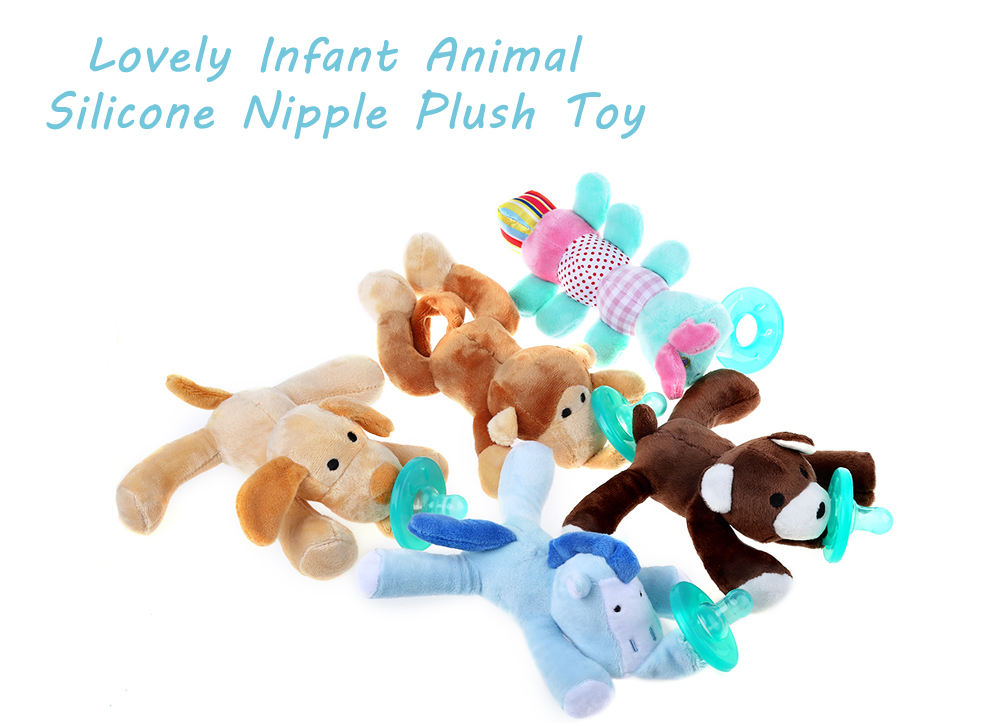 Lovely Infant Animal Silicone Nipple Cuddly Plush Toy