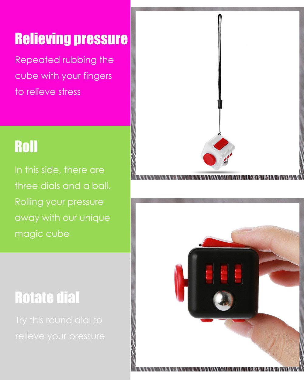 PIECE FUN Fidget Cube Style Stress Reliever Pressure Reducing Toy for Office Worker