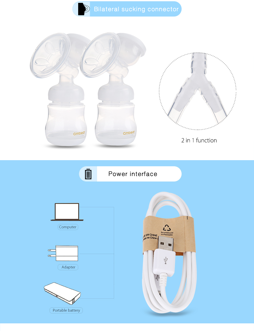 Cmbear Portable Quiet Operation Massage Advanced Electric Breast Pump Cmbear Portable Quiet Operation Massage Advanced Electric Breast Pump