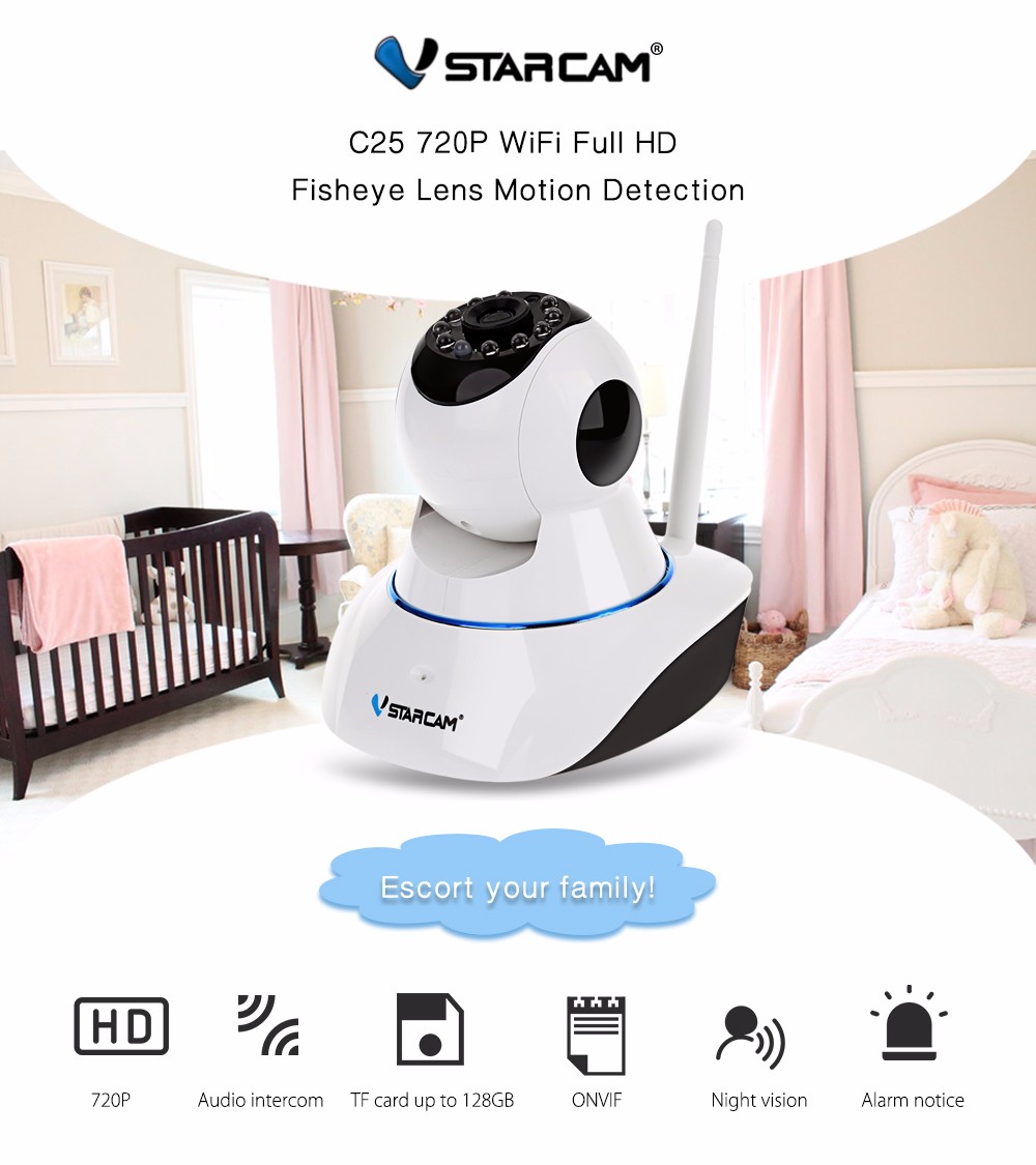 Vstarcam C25 720P HD Panoramic IP Camera IR-cut Motion Detection