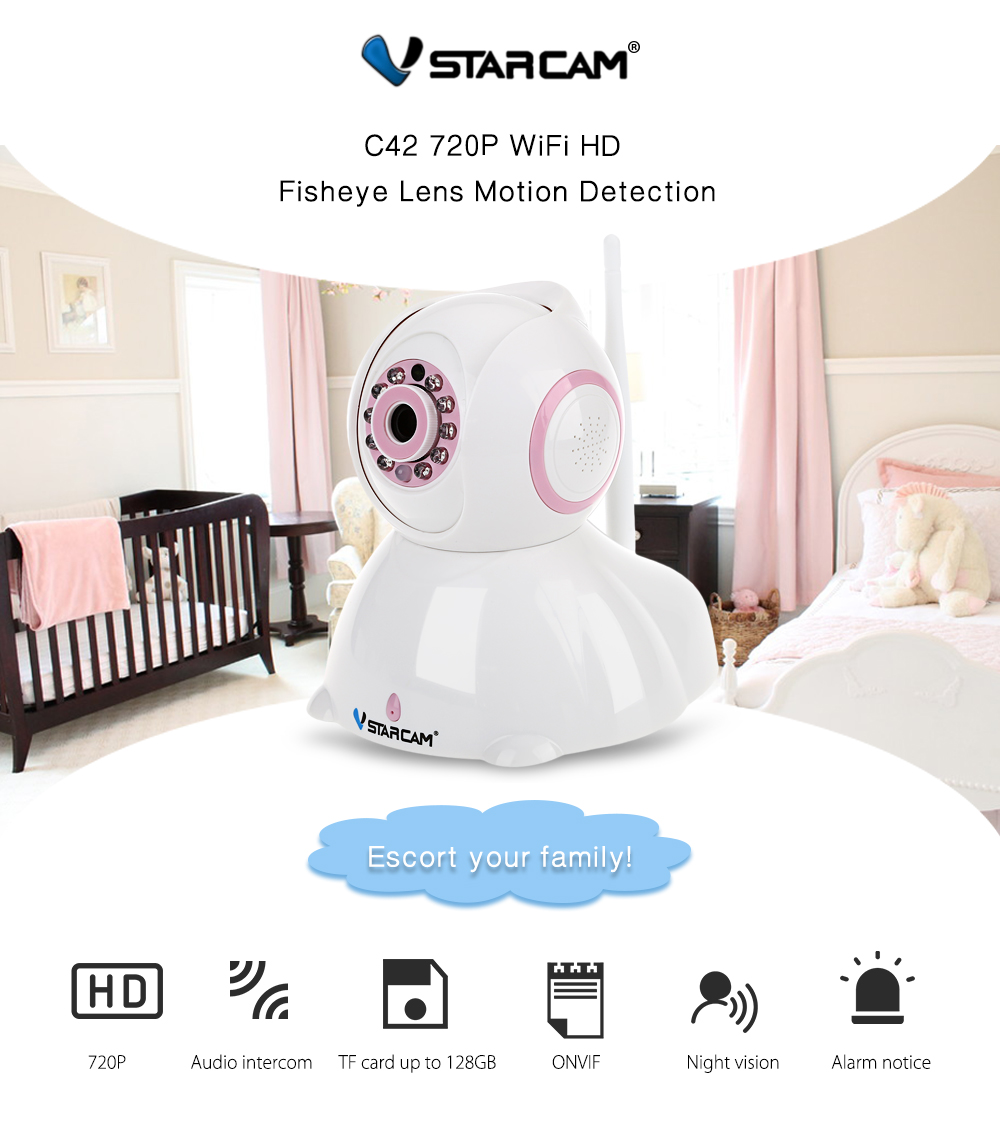 Vstarcam C42 720P HD Panoramic IP Camera IR-cut Motion Detection Vstarcam C42 720P HD Panoramic IP Camera IR-cut Motion Detection